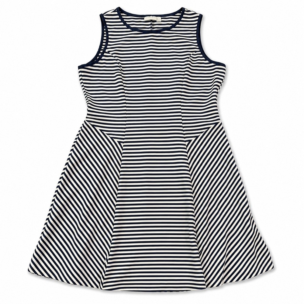 New‎ York & Company XL Navy White Striped Sleeveless Dress Stretch Knit Casual